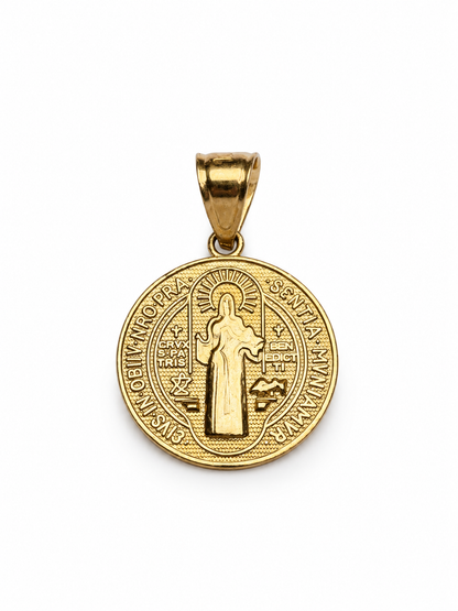 Medalla Redonda de San Benito en Oro 10K