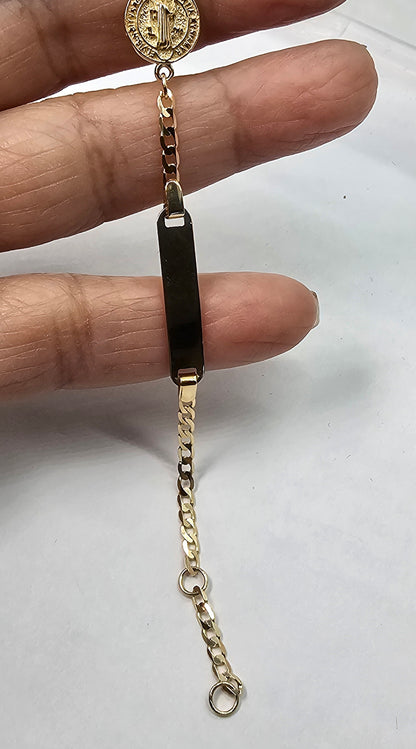 14K Gold Saint Benedict Bracelet for Child - Brazalete para Niño 14k Oro