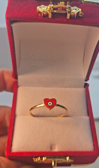 Anillo Corazón Ojito 14K