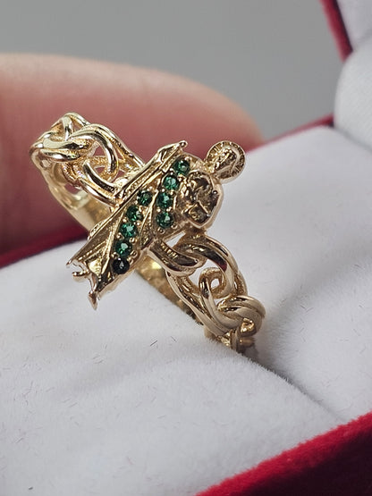 14K Gold St Jude Chino Link Ring - Anillo San Judas Oro 14k Tejido Chino #7