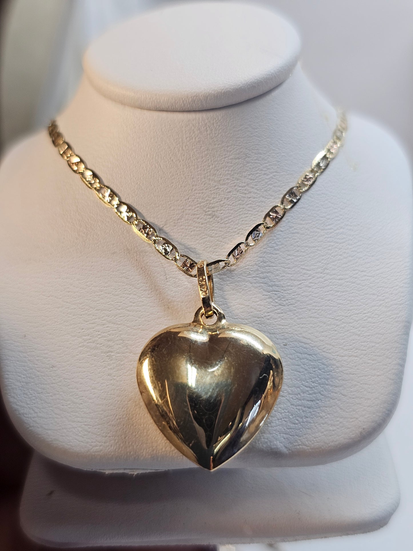Dige de corazón y cadena 14k oro