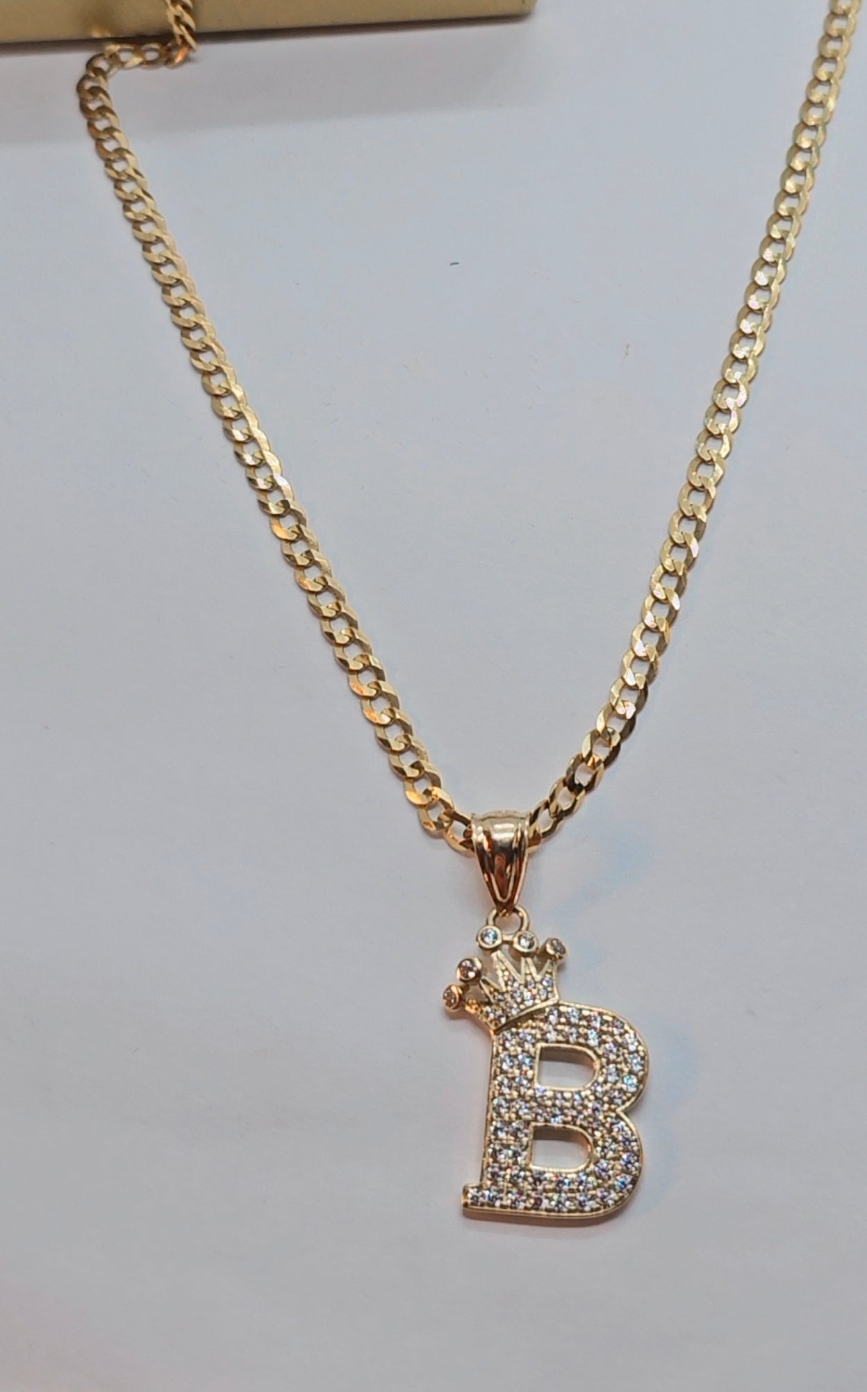 Letter 'B' Pendant 14k Gold - Dige Inicial 'B' Oro 14k CZ