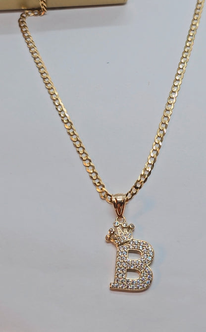Letter 'B' Pendant 14k Gold - Dige Inicial 'B' Oro 14k CZ