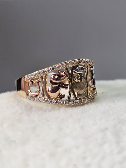 14K Gold Good Luck Charms Ring - Anillo de la suerte 14k