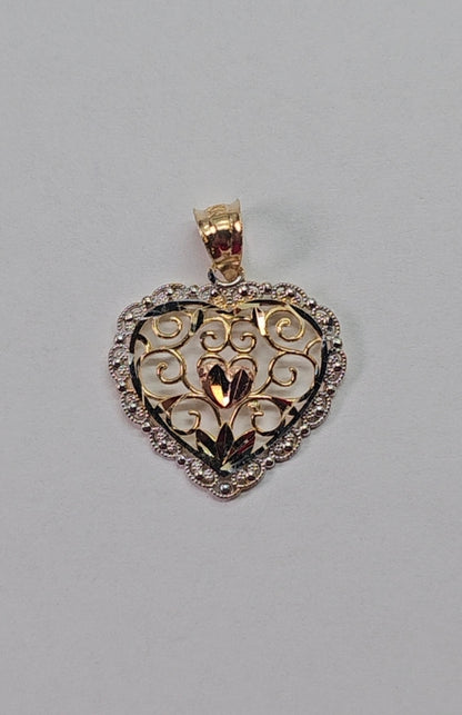 Dije Corazón Oro 14K Diseño Elegante con Zirconias Brillantes