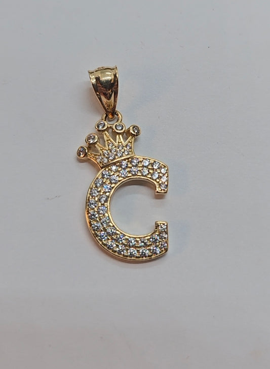 Letter 'C' Pendant 14k Gold - Dige Inicial 'C' Oro 14k CZ