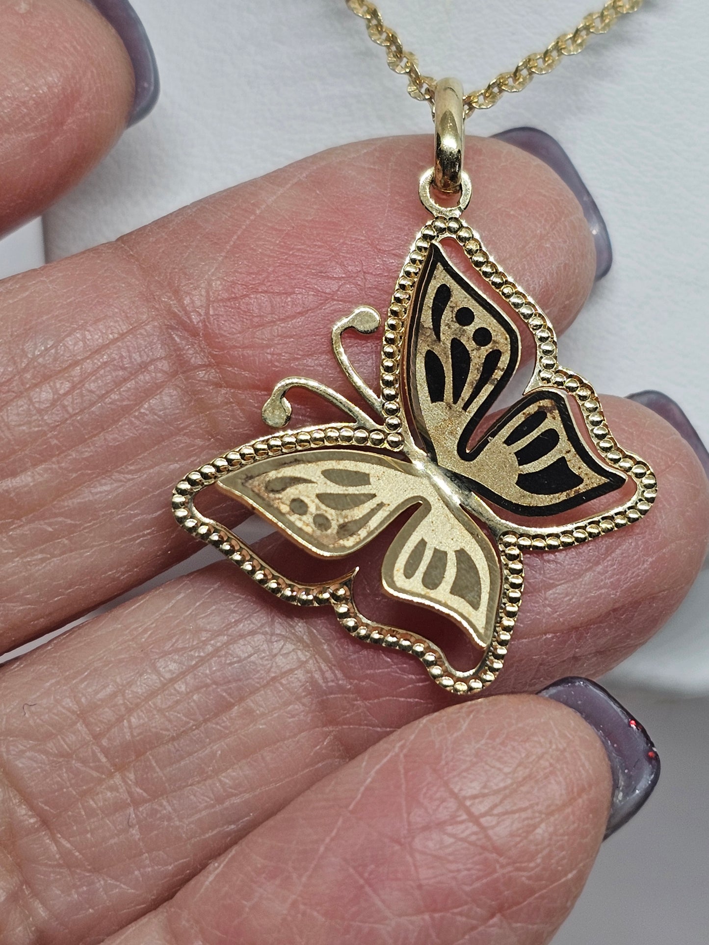 Set Dige Mariposa y cadena 14k