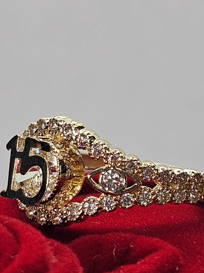 14K Gold Quinceañera Ring - Anillo de 15 Años 14k