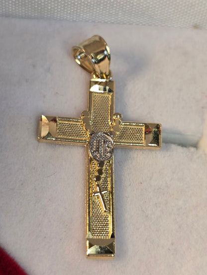 Dije Cruz Oro 14K con Rosario Integrado