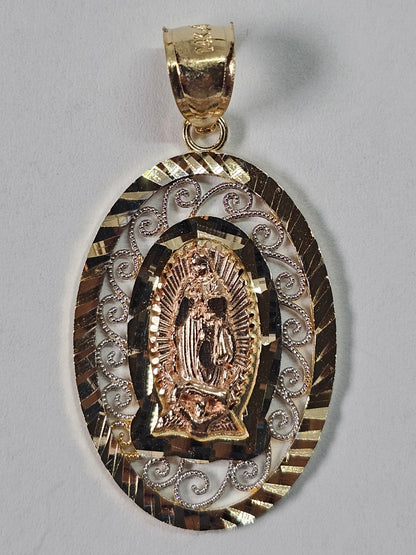 14K Gold Virgin Mary Pendant - Dige Virgen de Guadalupe 14K