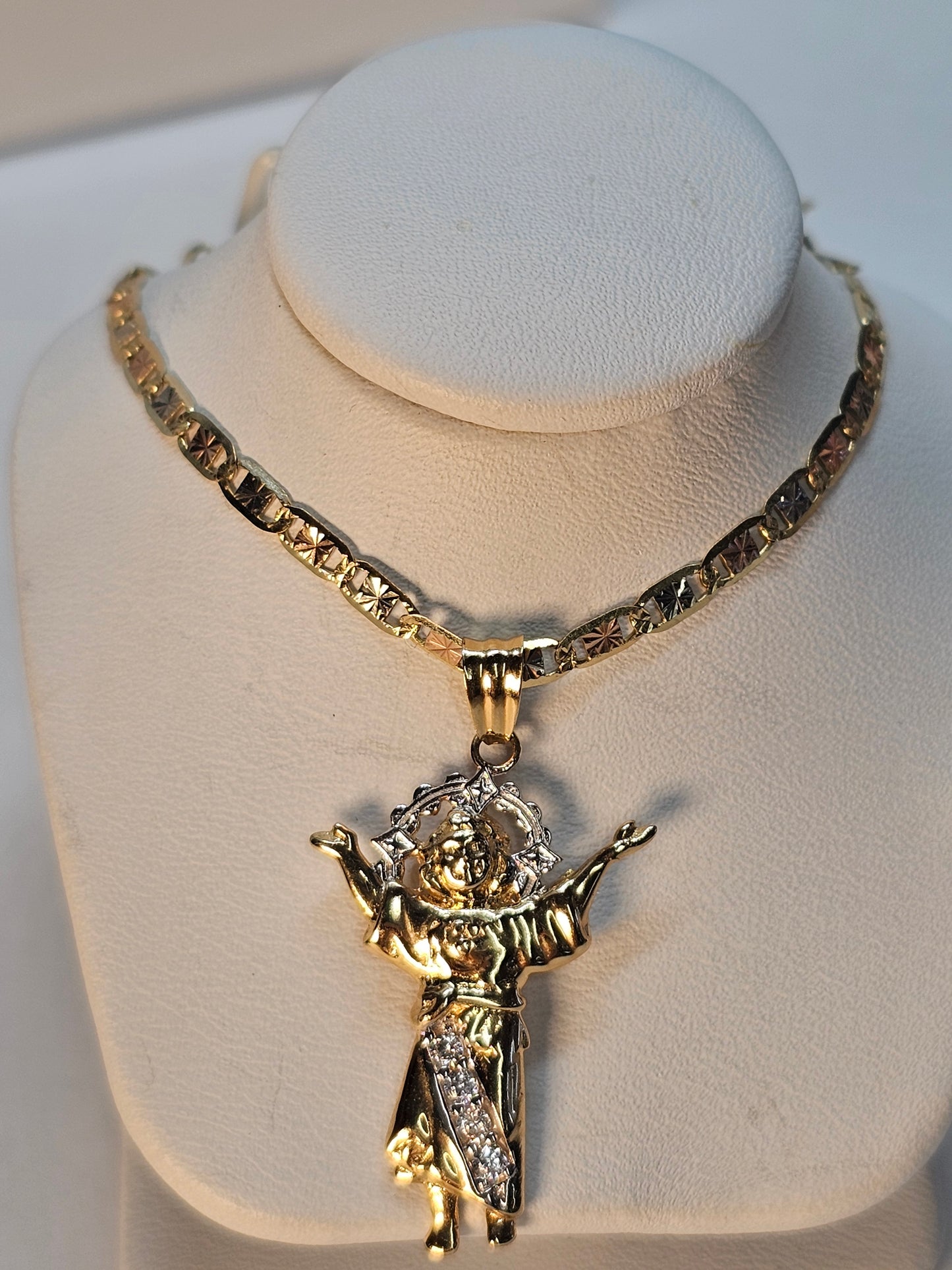 Dige niño Divino y cadena 14k oro
