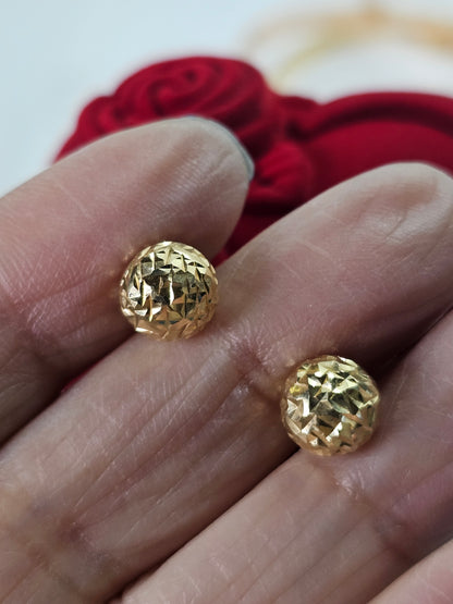 14K Gold Solid Round Earrings - Aretes de bolita solidos 14k