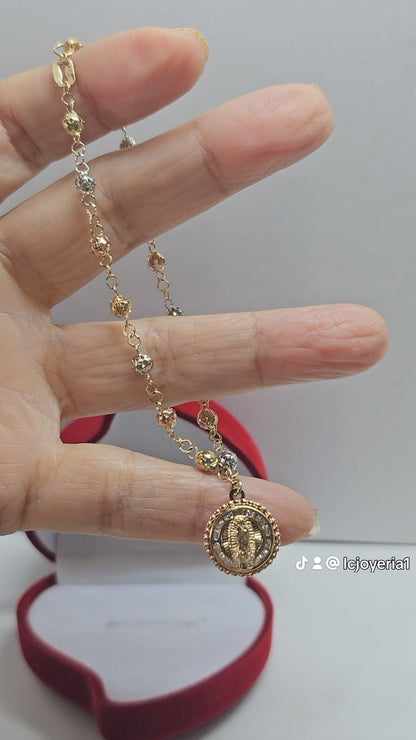 14K Gold Religious Bracelet - Brazalete 14k Religioso