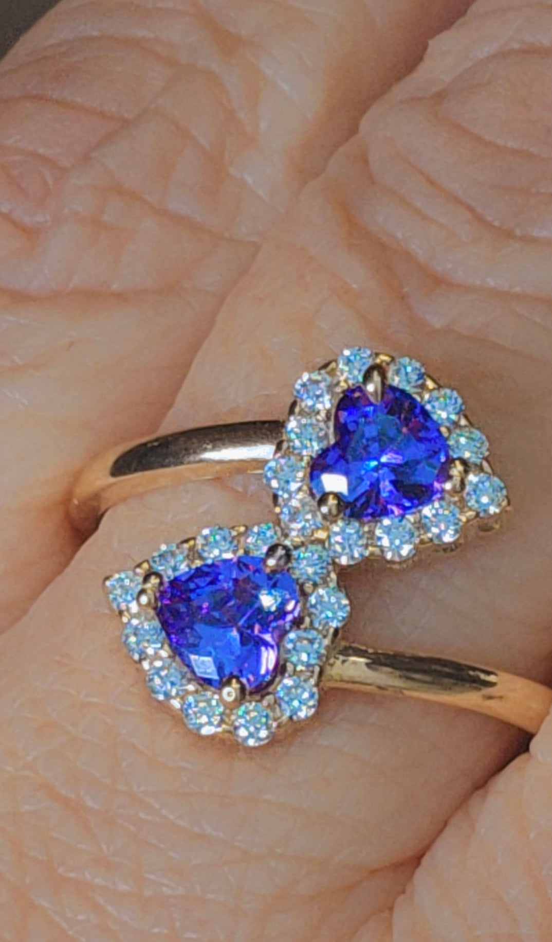 Anillo Doble Corazón Oro 14k #8