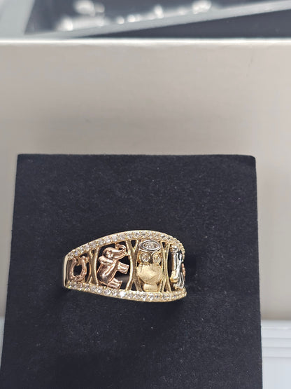 14K Gold Good Luck Charms Ring - Anillo de la suerte 14k