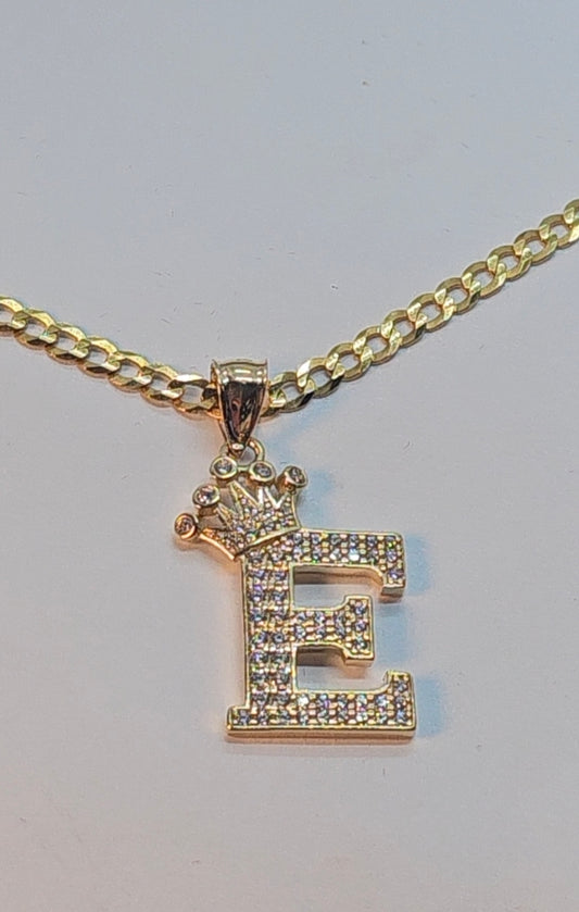 Letter 'E' Pendant 14k Gold - Dige Inicial 'E' Oro 14k CZ