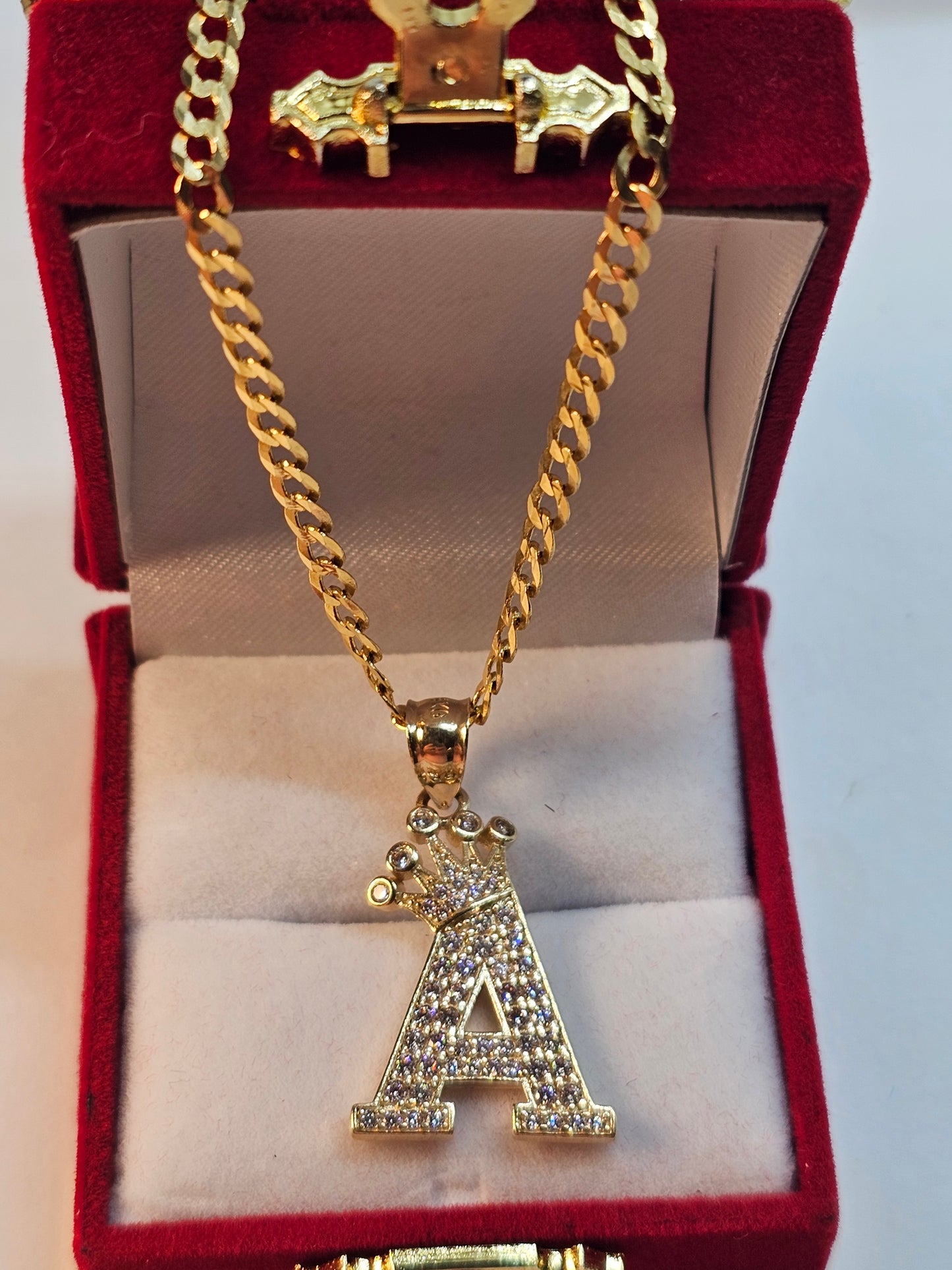Letter 'A' Pendant 14k Gold - Dige Inicial 'A' Oro 14k CZ