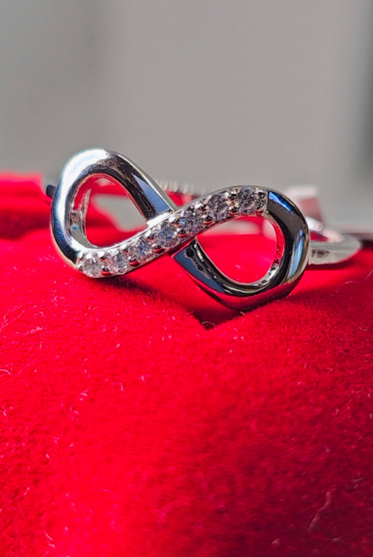 Silver 925 Rhodium Plated Infinity CZ Ring