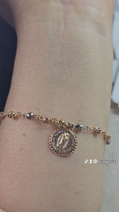 14K Gold Religious Bracelet - Brazalete 14k Religioso