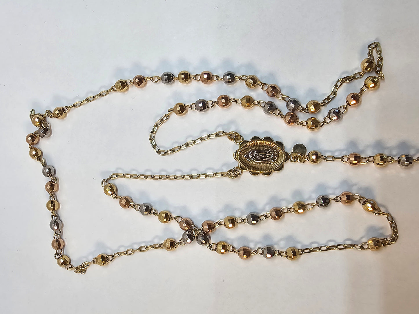 Rosario 3 tonos 14k oro 4mm