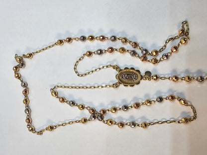 14K 3-Tone Gold Rosary 4mm - Rosario 3 Tonos 14k Oro 4mm
