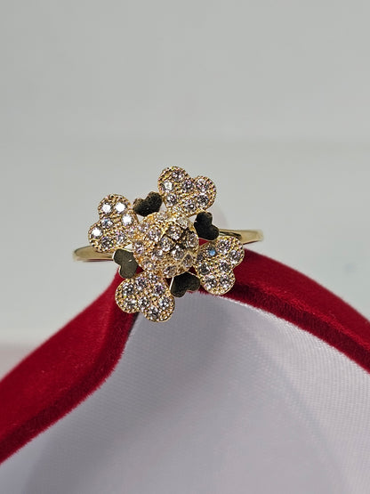 14K Gold Spinning Clover Ring - Anillo Giratorio Trebol 14k