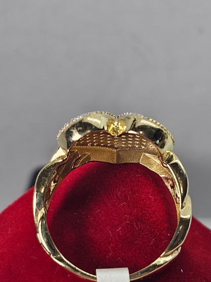 14K Gold Heart Ring w/CZ accents - Anillo 14k De corazón