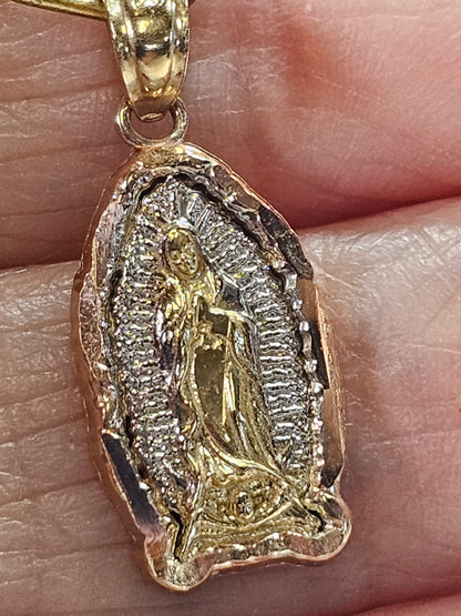 14K Gold Virgin Mary Pendant - Dige Virgen de Guadalupe 14K