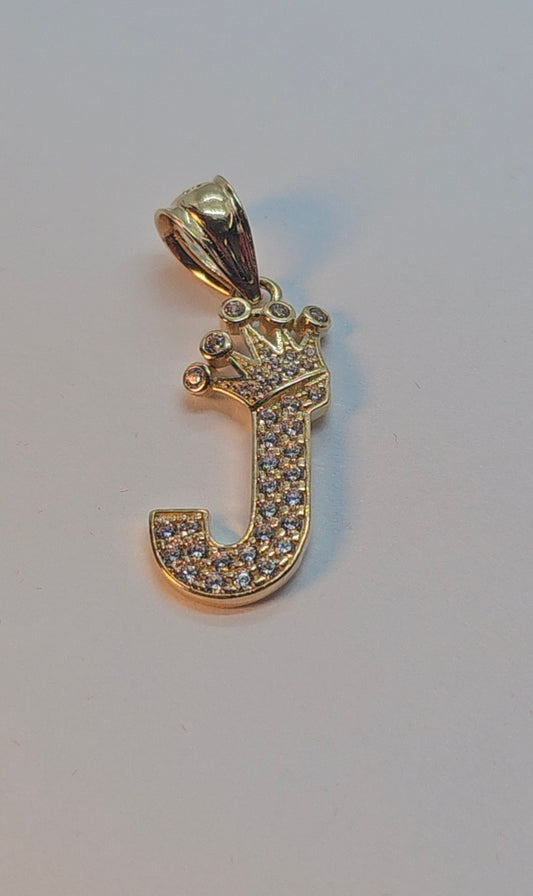 Letter 'J' Pendant 14k Gold - Dige Inicial 'J' Oro 14k CZ