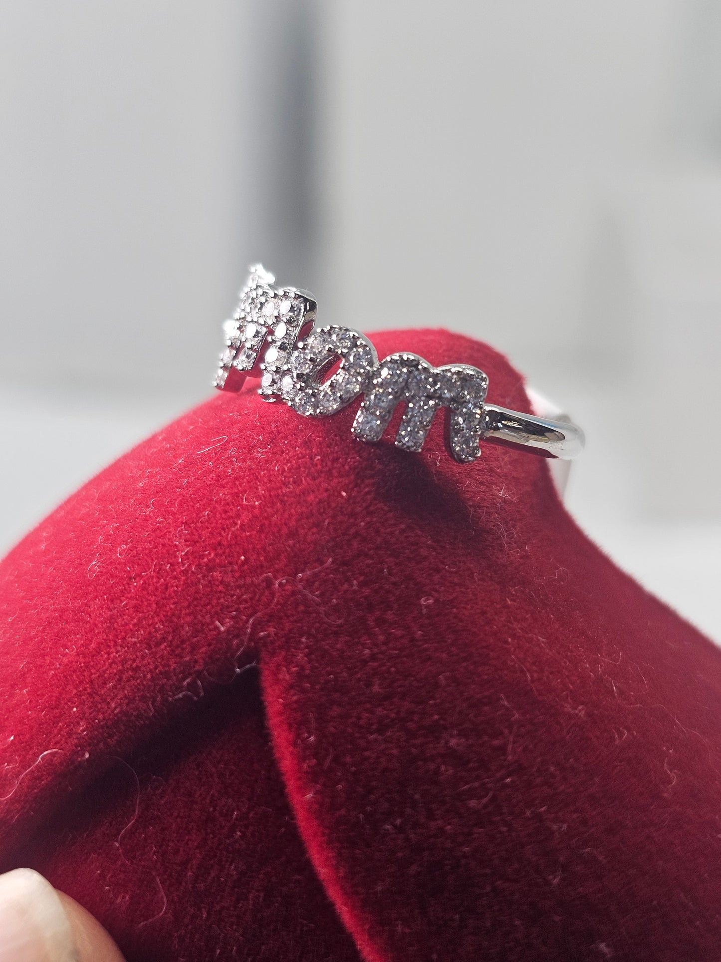 Silver 925 Rhodium Plated "Mom" Ring