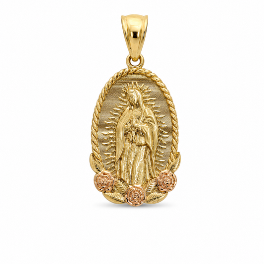 14k Gold Virgin Mary Pendant - Dige Virgen de Guadalupe Oro 14K
