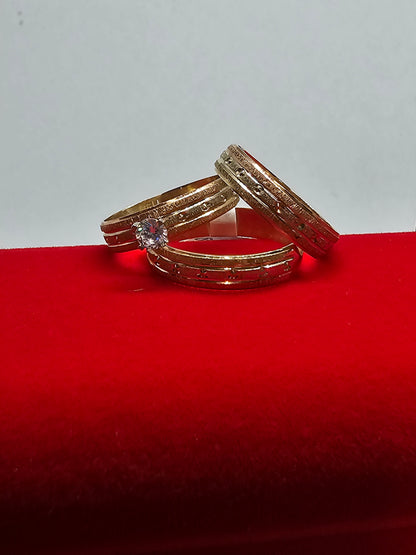 14K Gold Wedding Ring Set for Couple - Set de Anillos de Boda 14k