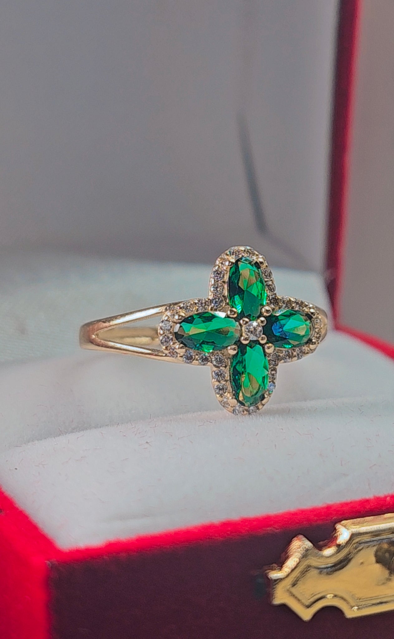 Anillo Oro 14k Piedra Verde #8