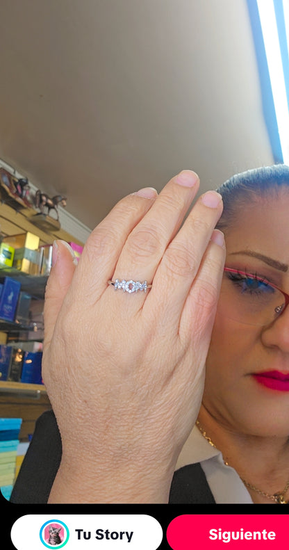 Silver 925 Rhodium Plated "Mom" Ring