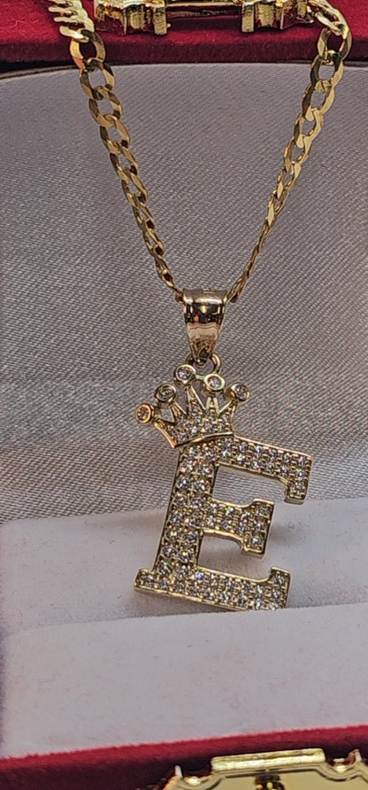 Letter 'E' Pendant 14k Gold - Dige Inicial 'E' Oro 14k CZ