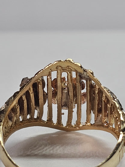 14K Gold 3-Tone Ring with Rose - Anillo con Rosa 3 tonos  14k