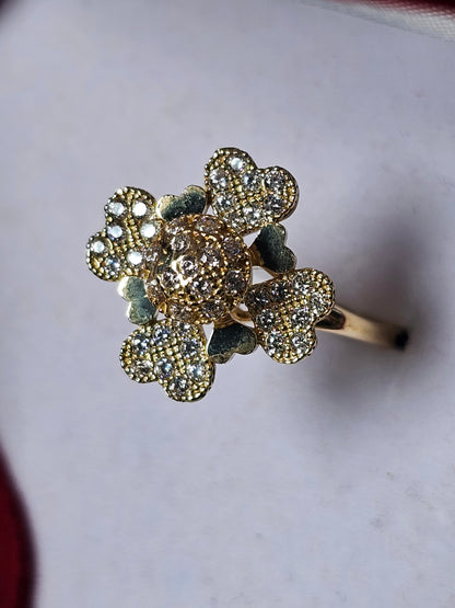 14K Gold Spinning Clover Ring - Anillo Giratorio Trebol 14k