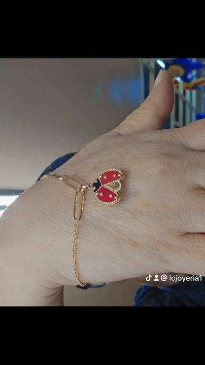 14K Gold Ladybug Bracelet - Brazalete 14K Catarina