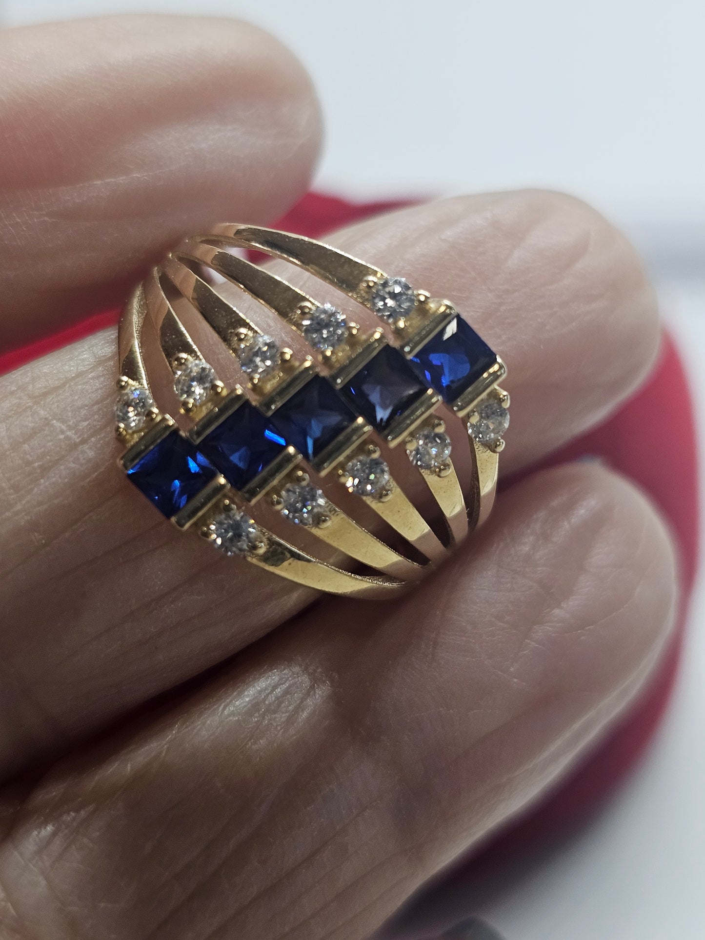 Anillo 5 bandas 14k solido