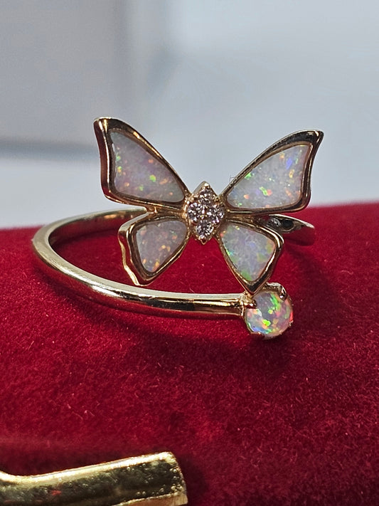 Anillo Mariposa Opalo Oro 14k #7