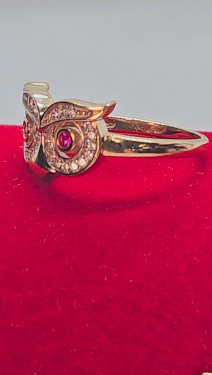 14k Gold Owl Ring #7 - Anillo 14k Oro Búho #7