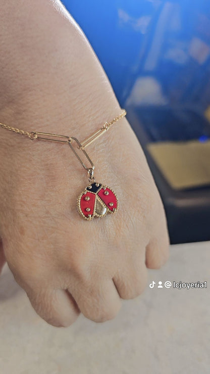 14K Gold Ladybug Bracelet - Brazalete 14K Catarina
