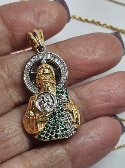 14K Gold Saint Jude Pendant - Dige San Judas Tadeo 14k