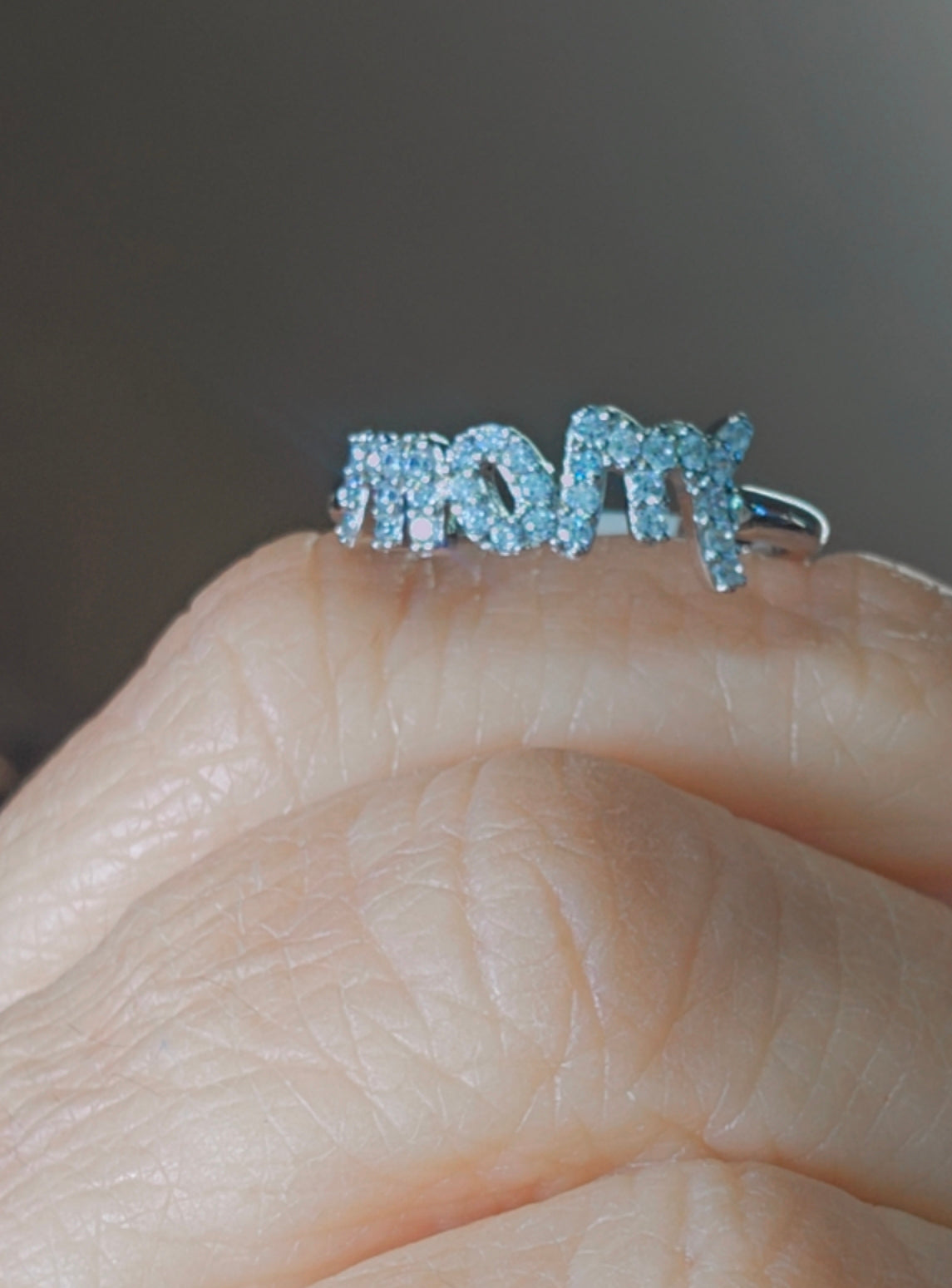 Silver 925 Rhodium Plated "Mom" Ring