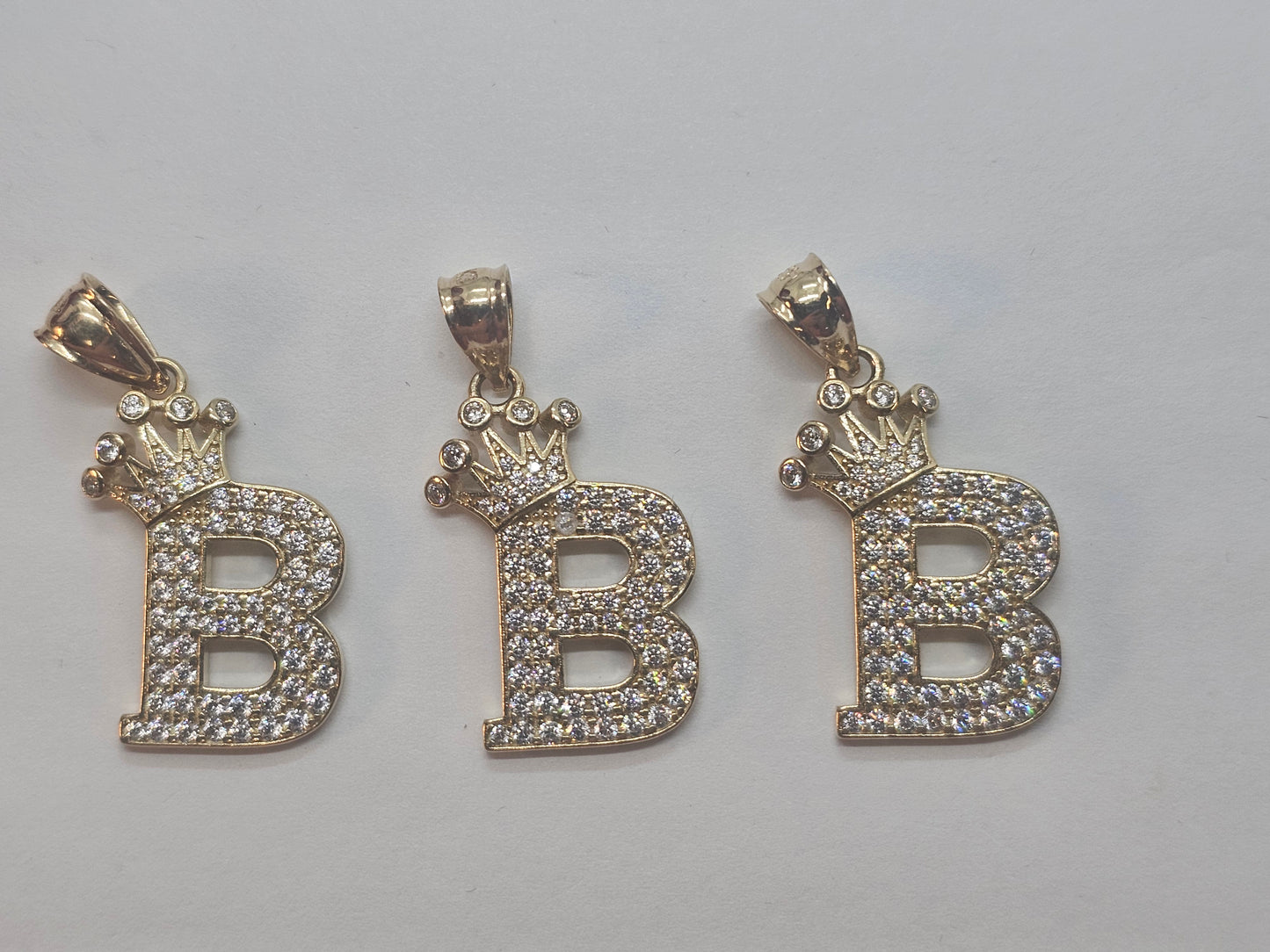 Letter 'B' Pendant 14k Gold - Dige Inicial 'B' Oro 14k CZ