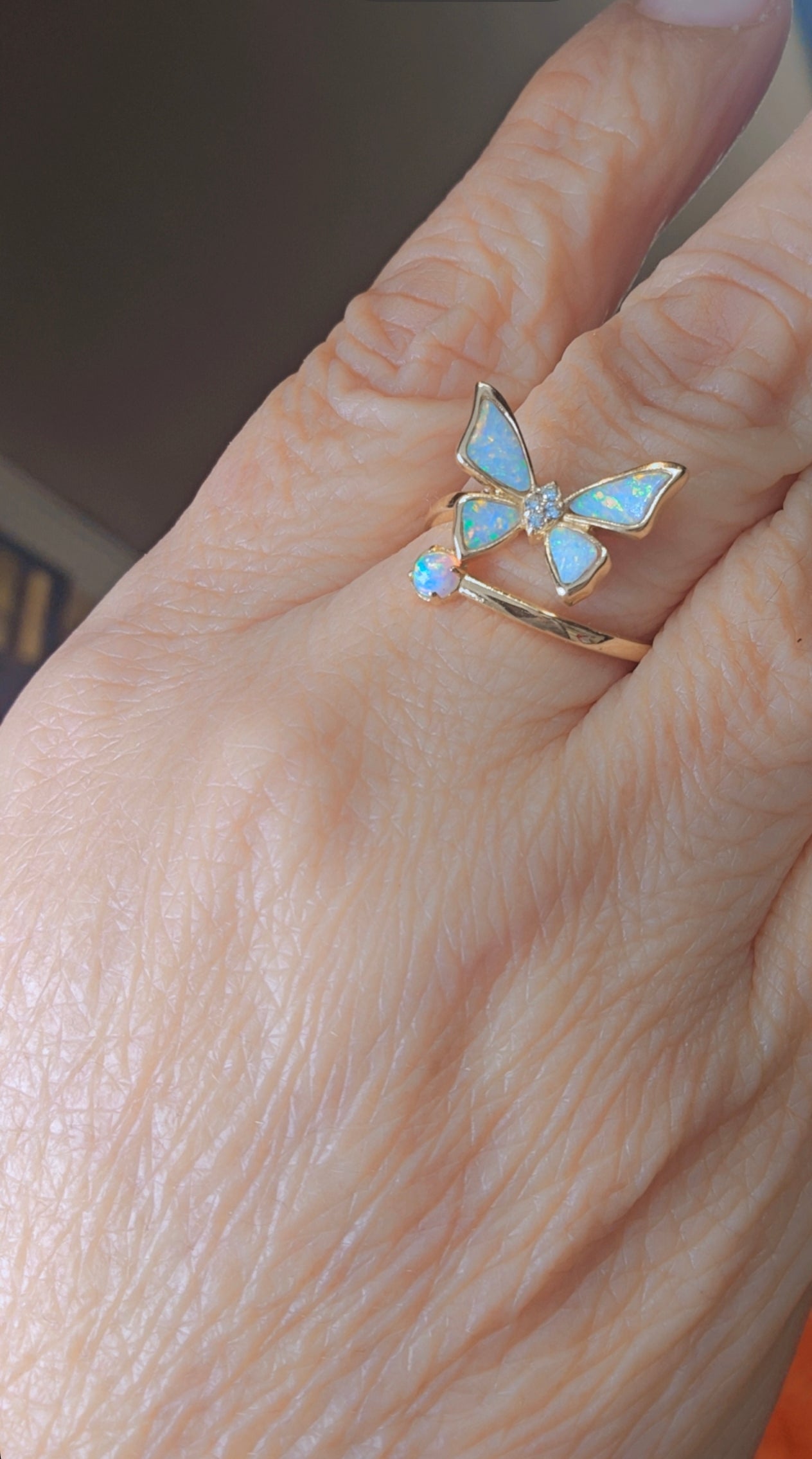 Anillo Mariposa Opalo Oro 14k #7