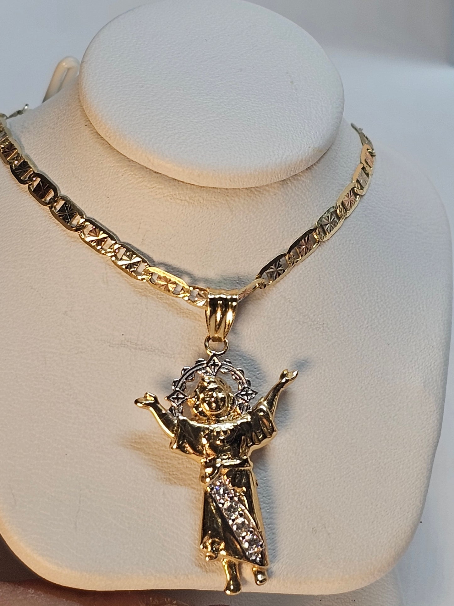 Dige niño Divino y cadena 14k oro
