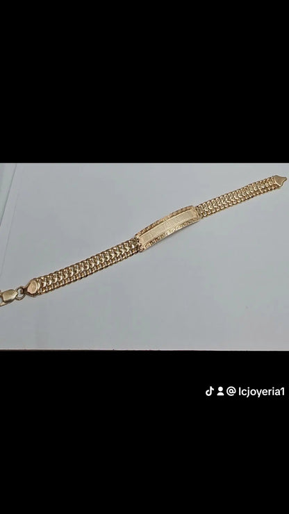 14K Gold ID Bracelet - Brazalete de 14K Oro Solido