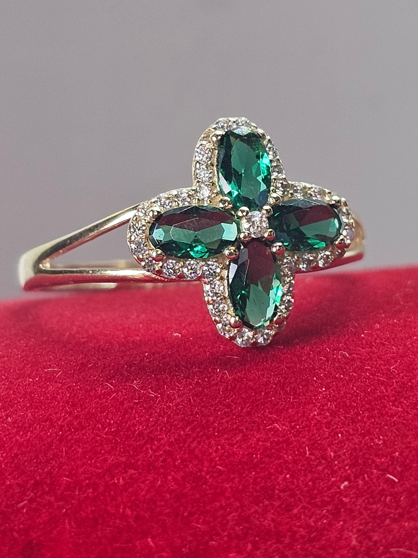 Anillo Oro 14k Piedra Verde #8