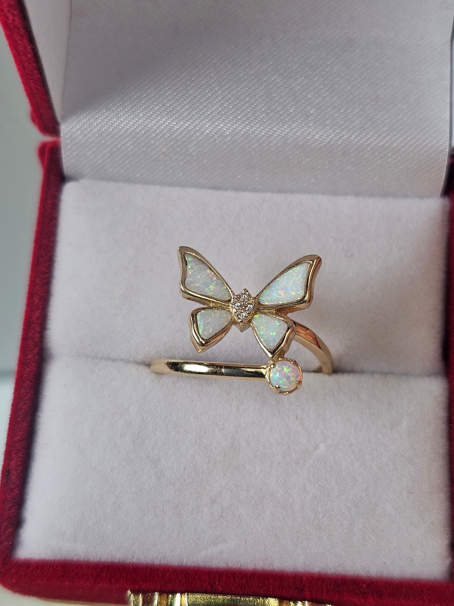 Anillo Mariposa Opalo Oro 14k #7